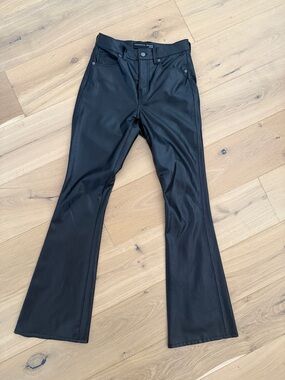 Veronica Beard Black Faux Leather Flare Jeans